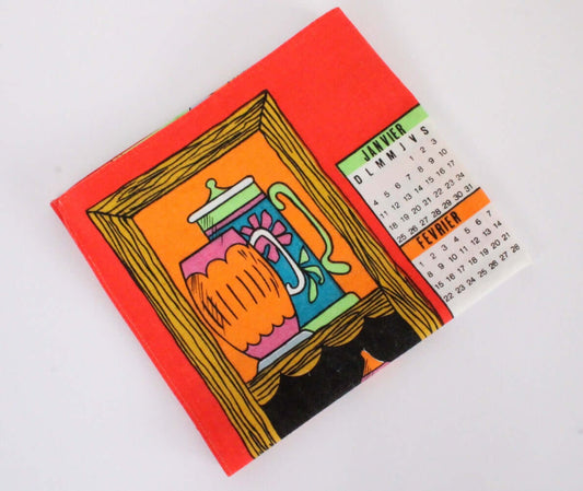 Vintage Torchon calendrier année 1970