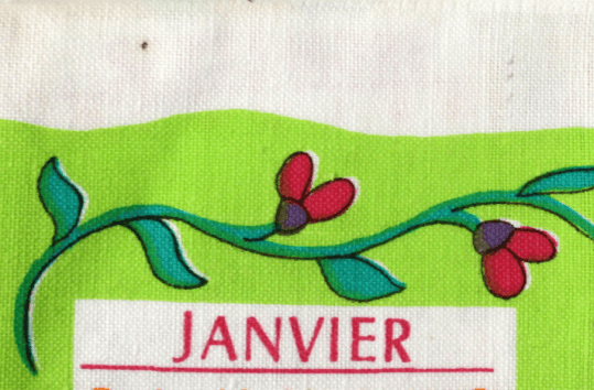 Torchon calendrier 1971 motif floral