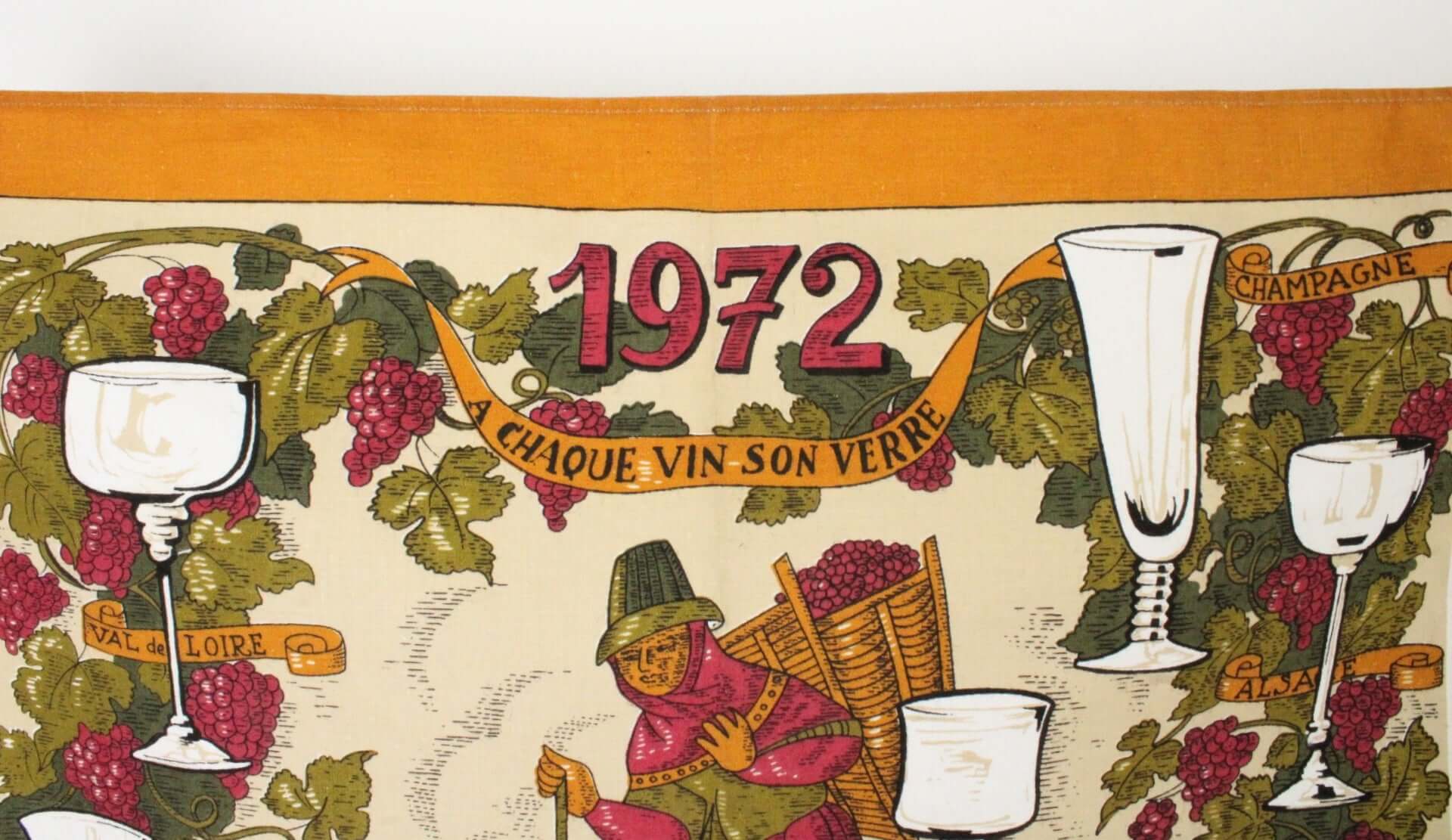 Vintage Torchon calendrier année 1972