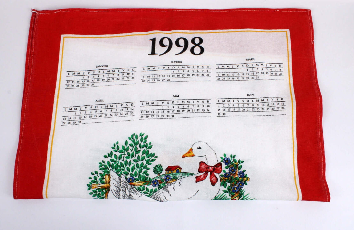 Vintage Torchon calendrier 1998