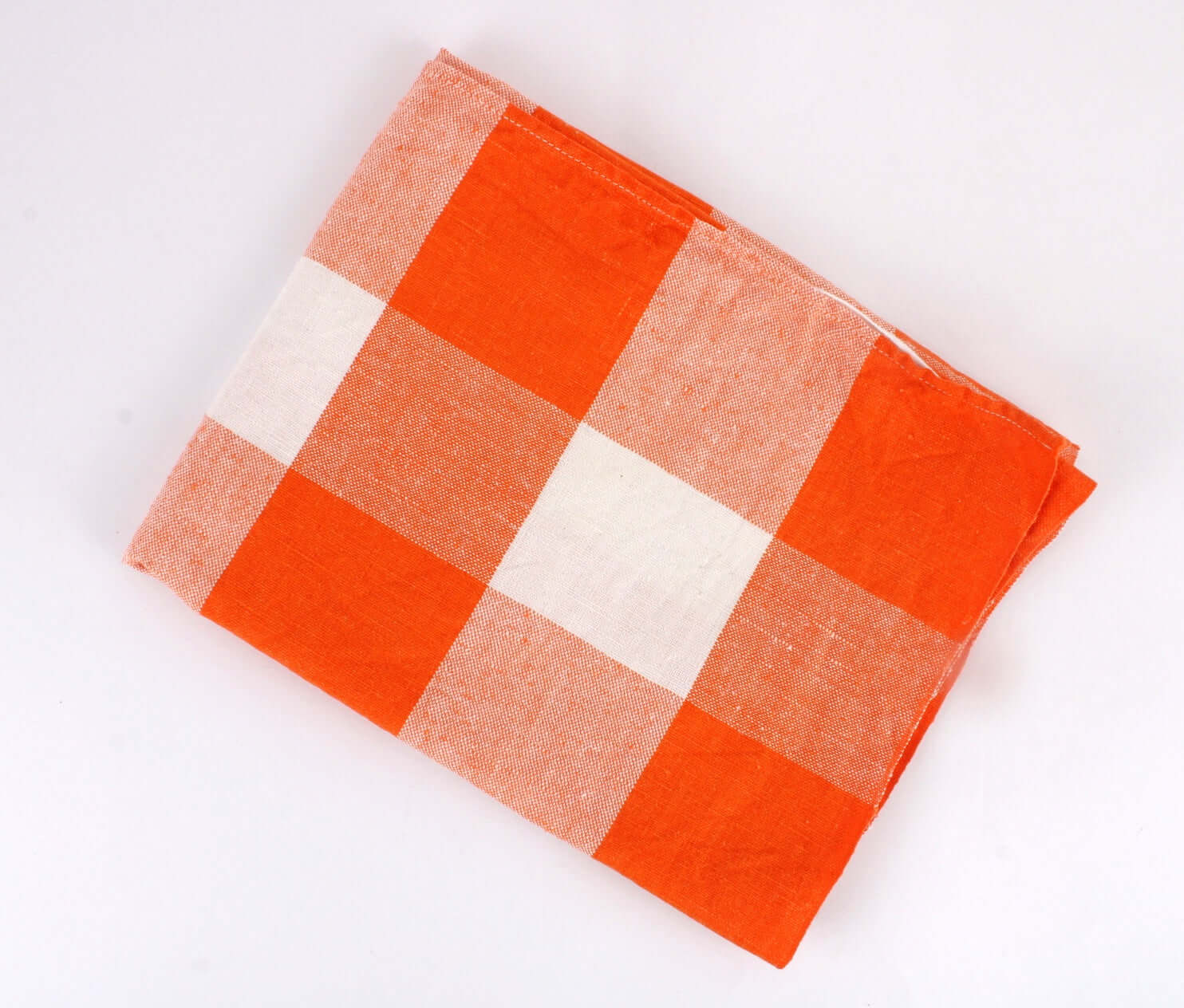 Vintage Torchon orange et blanc à carreaux