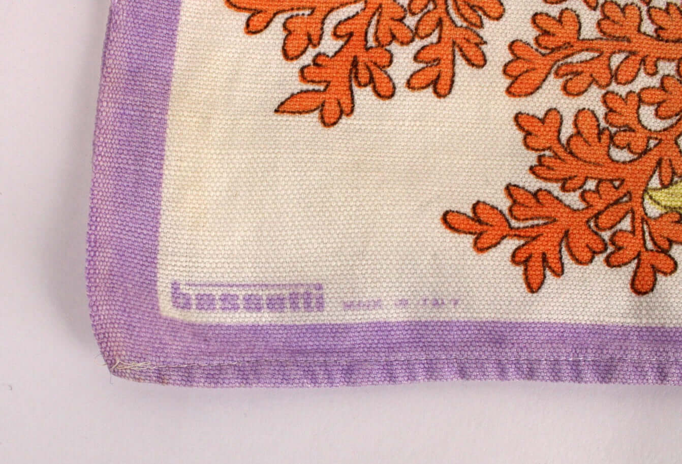 Vintage Grand torchon fleurs colorées Bassetti