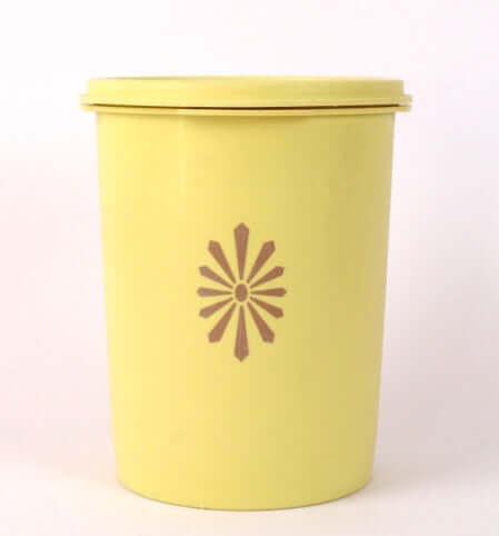 Grande boîte Tupperware soleil jaune vintage