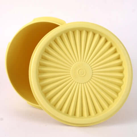 Grande boîte Tupperware soleil jaune vintage