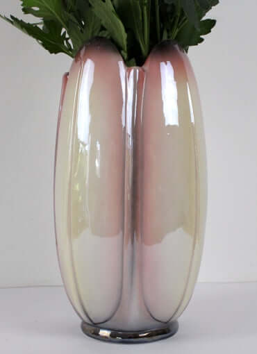 Grand vase vintage irisé en céramique