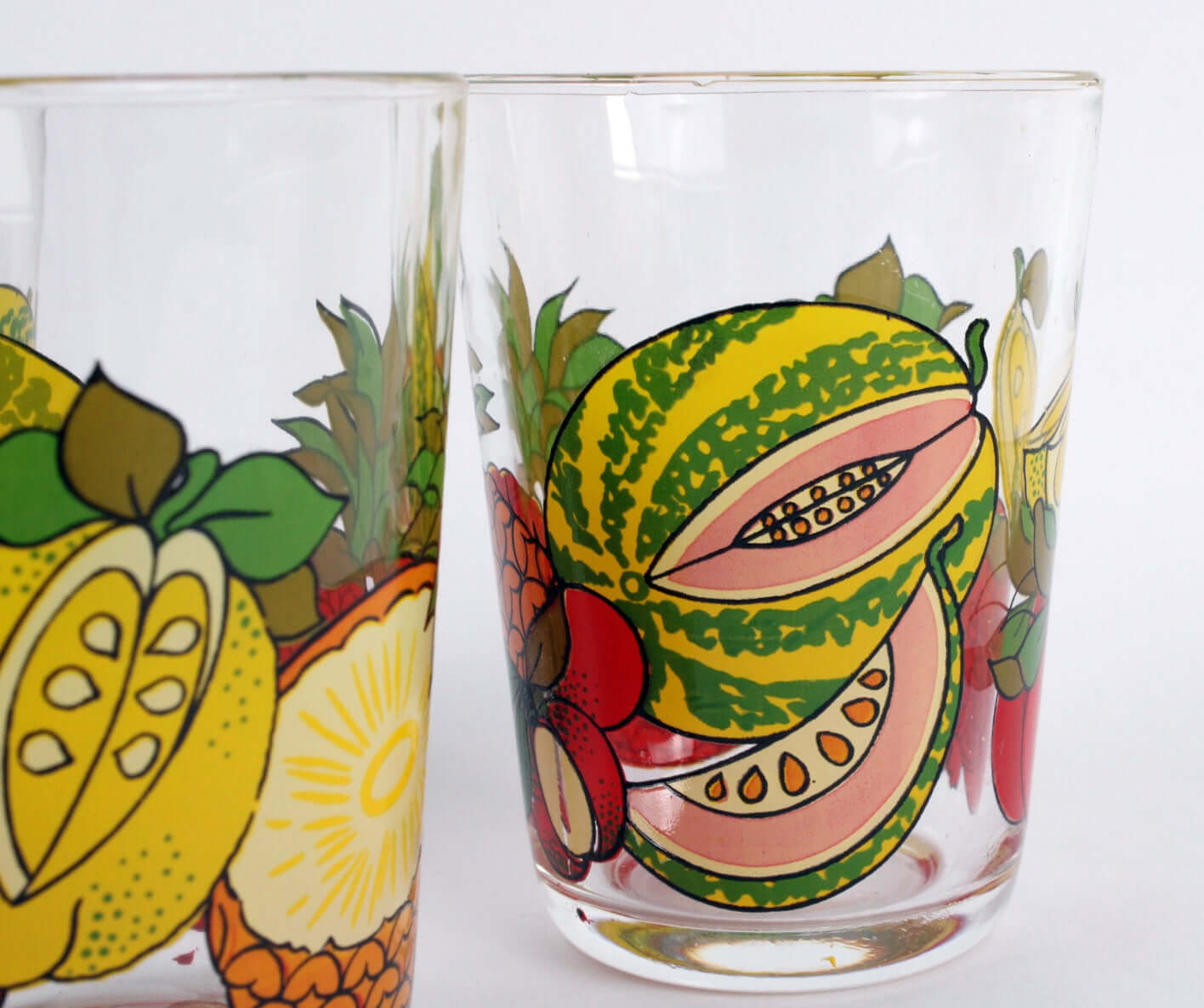 Vintage Verres à eau sérigraphiées fruits