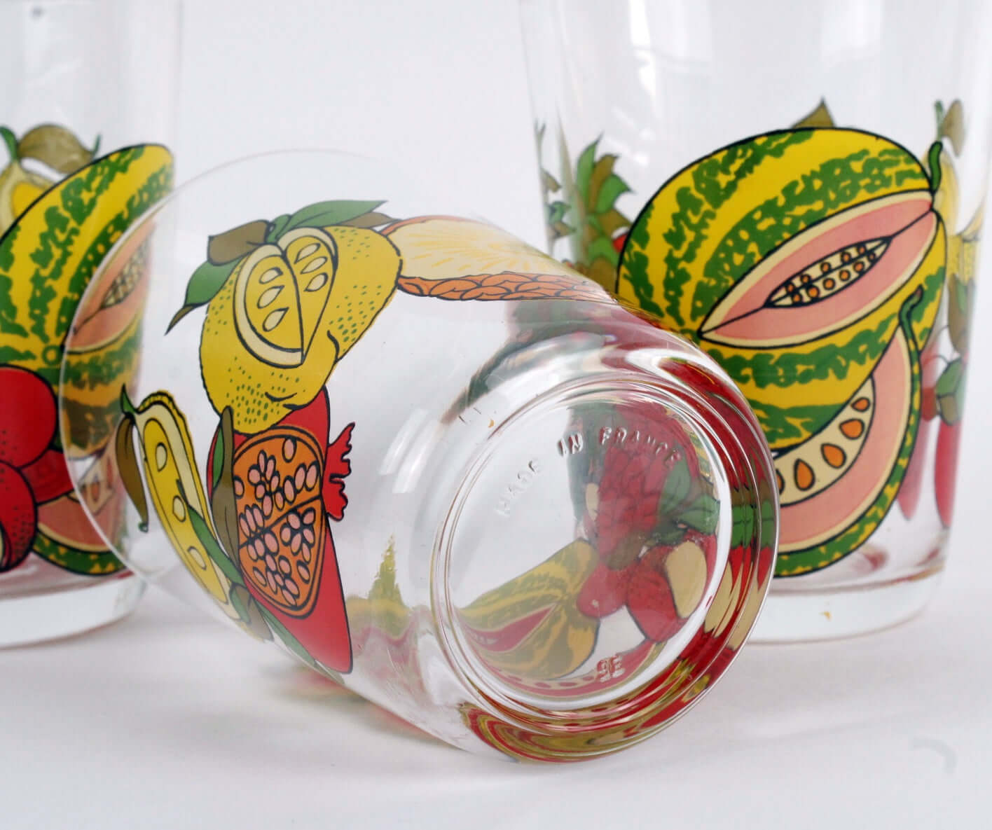 Vintage Verres à eau sérigraphiées fruits