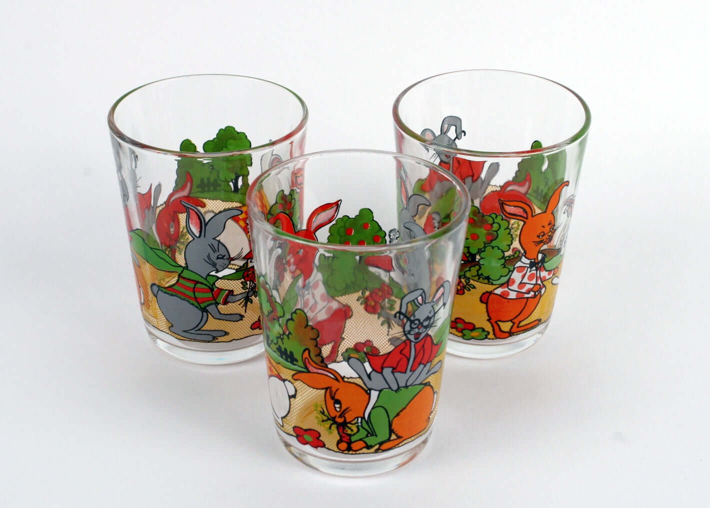 Vintage Verres à eau sérigraphiés lapins