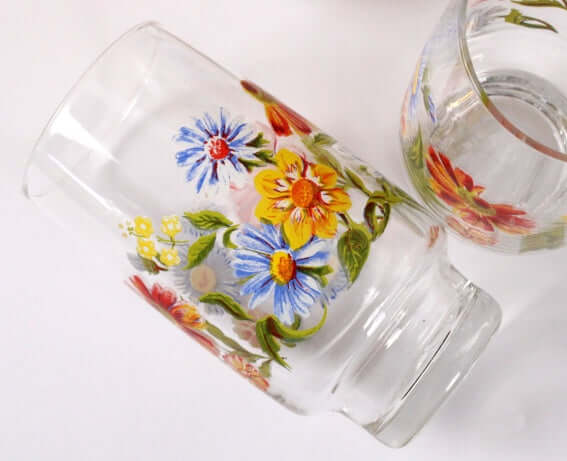 Verres à orangeade vintages motifs floraux