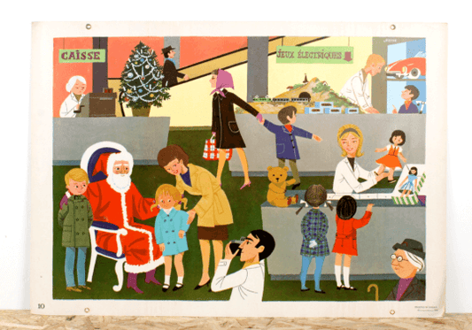 Affiche scolaire ancienne Fernand Nathan thème Noël