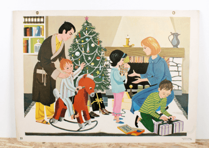 Affiche scolaire ancienne Fernand Nathan thème Noël