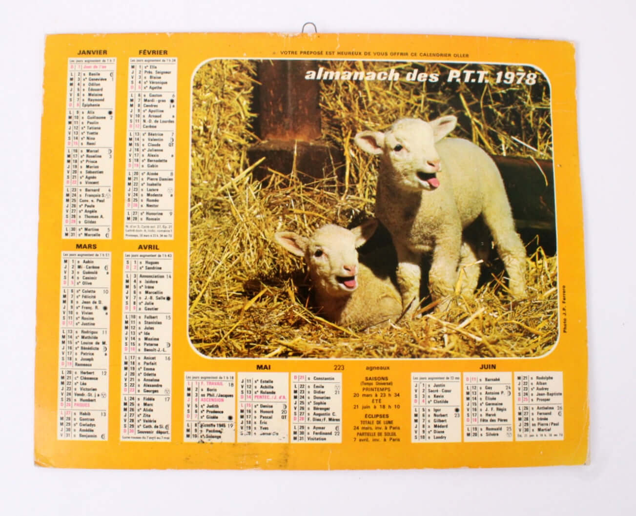 Calendrier des PTT vintage