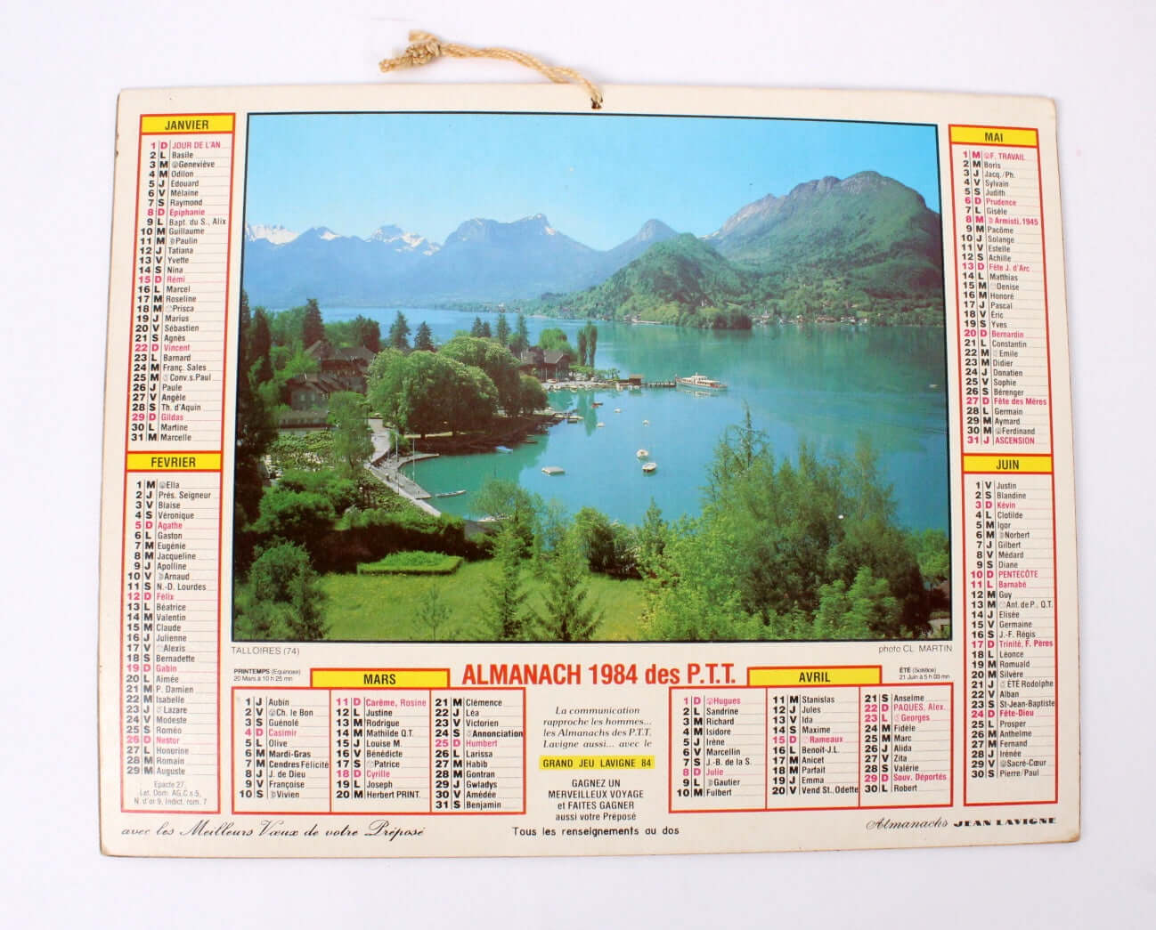 Calendrier des PTT vintage