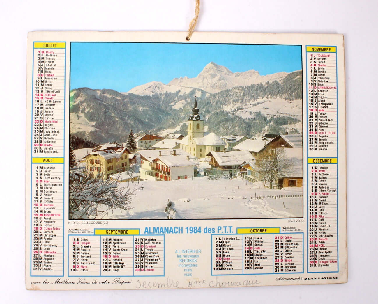 Calendrier des PTT vintage