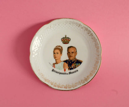 Vintage Petite assiette en porcelaine Prince Rainier et Grace Kelly