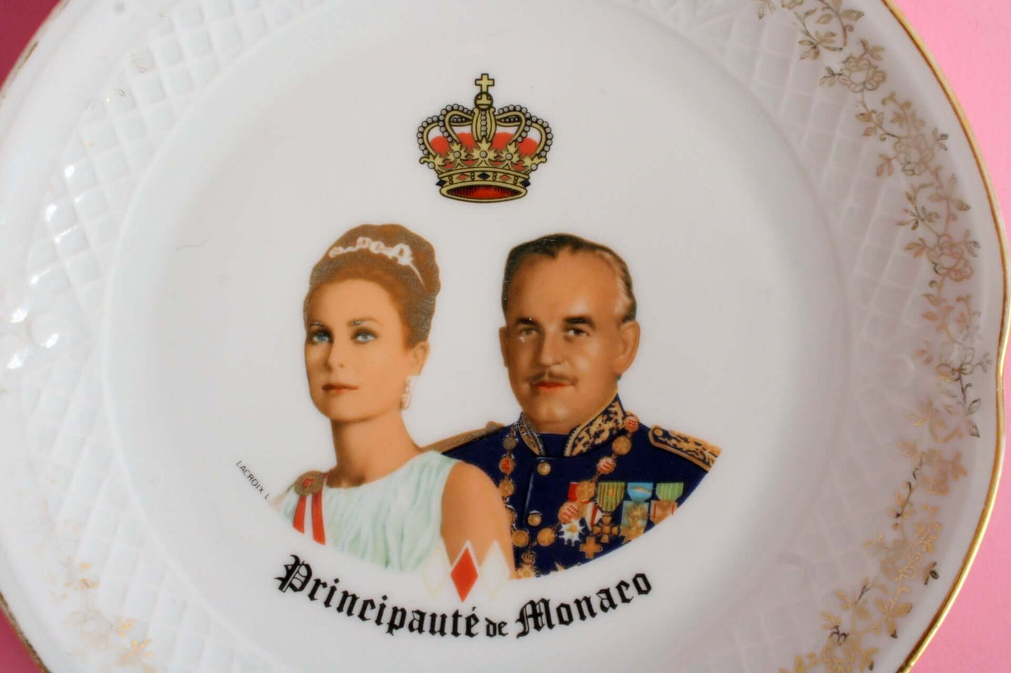 Vintage Petite assiette en porcelaine Prince Rainier et Grace Kelly