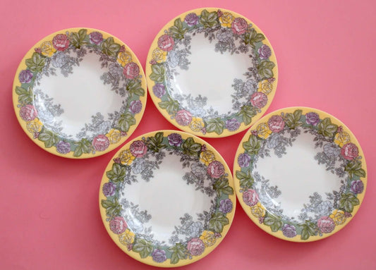 Vintage Assiettes creuses fleuries Arcopal