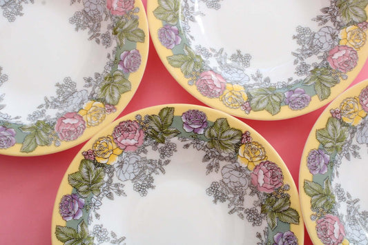 Vintage Assiettes creuses fleuries Arcopal