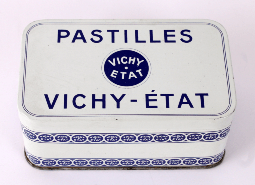 Boîte en métal pastilles Vichy vintage
