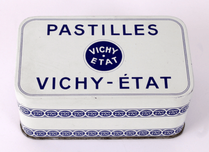 Boîte en métal pastilles Vichy vintage