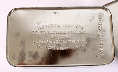 Boîte en métal pastilles Vichy vintage