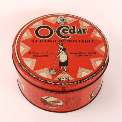 Grande boîte publicitaire vintage O-Cedar