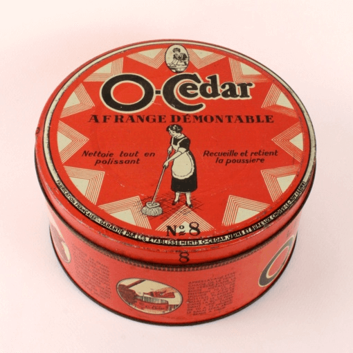 Grande boîte publicitaire vintage O-Cedar