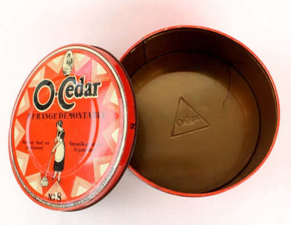 Grande boîte publicitaire vintage O-Cedar