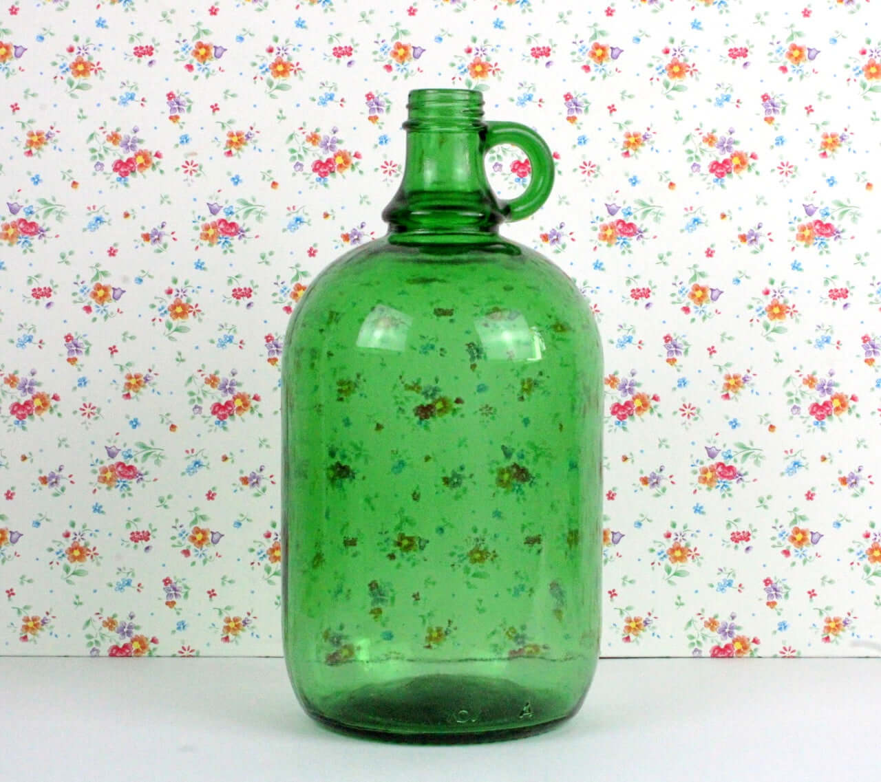 Vintage Bonbonne en verre verte