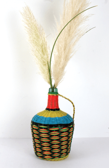 Bouteille en Scoubidou Vintage – Dame-Jeanne Rétro Tressée Années 60/70