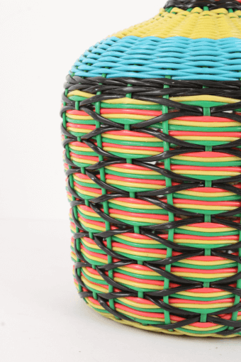 Bouteille en Scoubidou Vintage – Dame-Jeanne Rétro Tressée Années 60/70