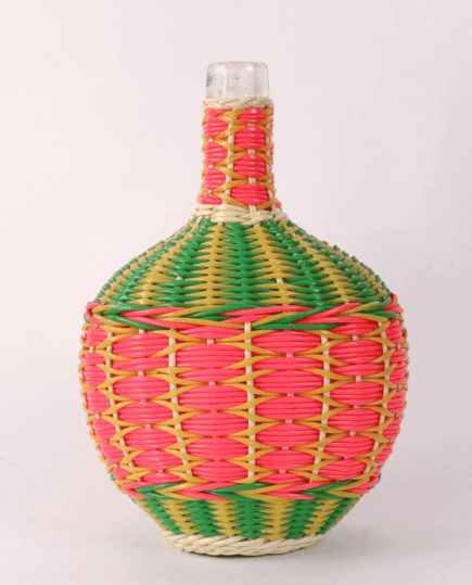 Bouteille en Scoubidou Vintage – Dame-Jeanne Rétro Tressée Années 60/70