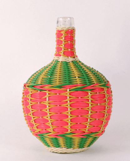 Bouteille en Scoubidou Vintage – Dame-Jeanne Rétro Tressée Années 60/70