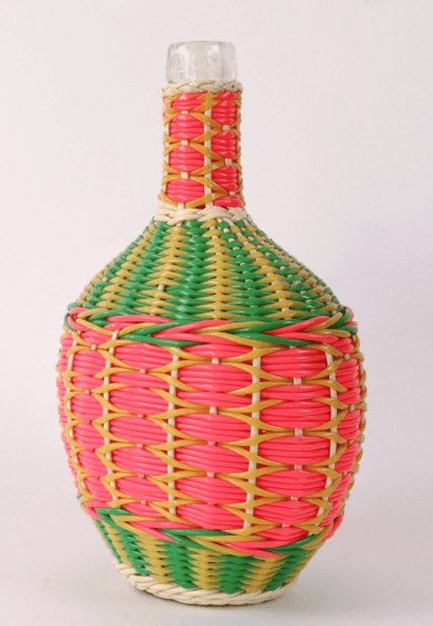 Bouteille en Scoubidou Vintage – Dame-Jeanne Rétro Tressée Années 60/70