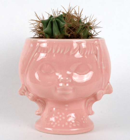 Cache-pot vintage en céramique rose