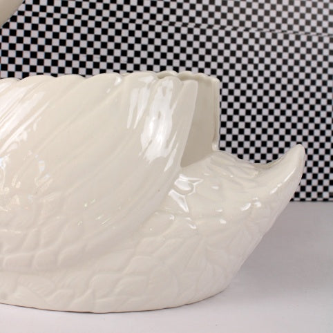 Grand cache-pot cygne vintage blanc
