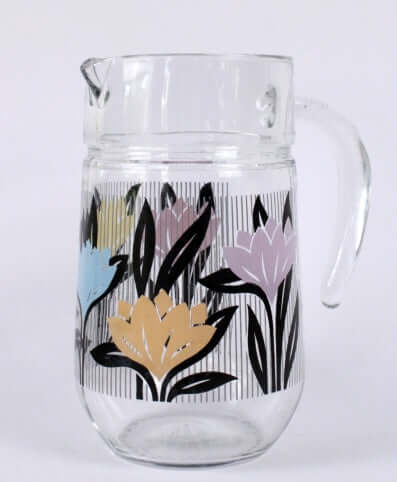 Carafe à eau en verre décor fleuri