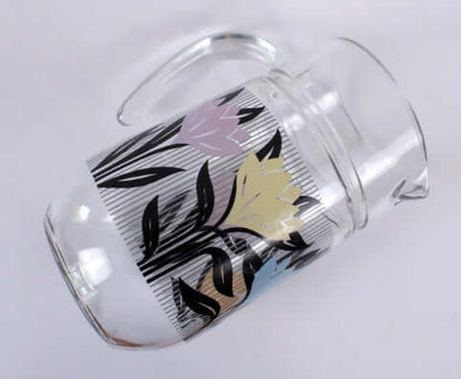 Carafe à eau en verre décor fleuri