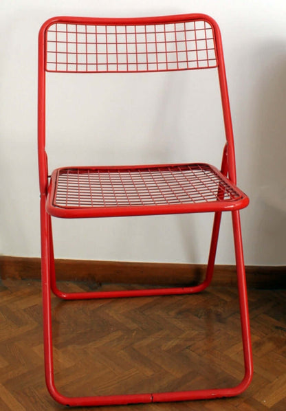 Vintage Chaise pliante rouge Ted Net par Niels Gammelgaard