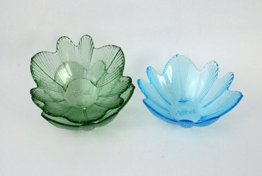 Vintage Coupelles en verre fleurs Afibel