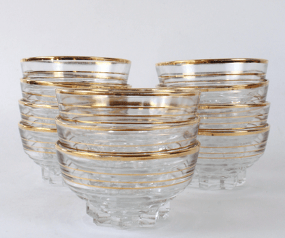 Coupes à Champagne/Dessert Vintage en Verre Liseré Or - Arts de la Table Rétro