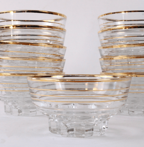 Coupes à Champagne/Dessert Vintage en Verre Liseré Or - Arts de la Table Rétro