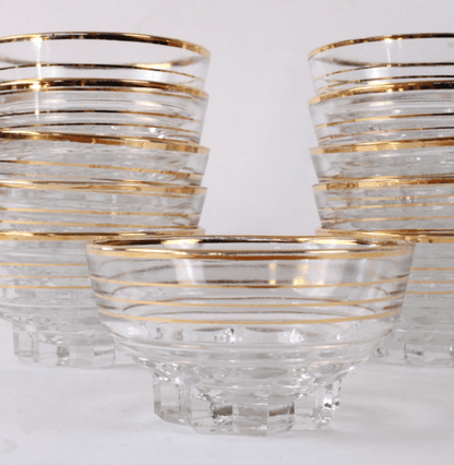 Coupes à Champagne/Dessert Vintage en Verre Liseré Or - Arts de la Table Rétro