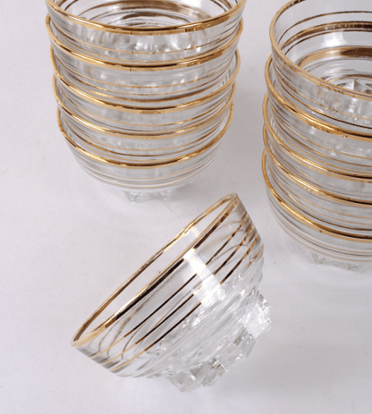 Coupes à Champagne/Dessert Vintage en Verre Liseré Or - Arts de la Table Rétro