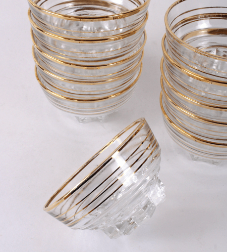 Coupes à Champagne/Dessert Vintage en Verre Liseré Or - Arts de la Table Rétro