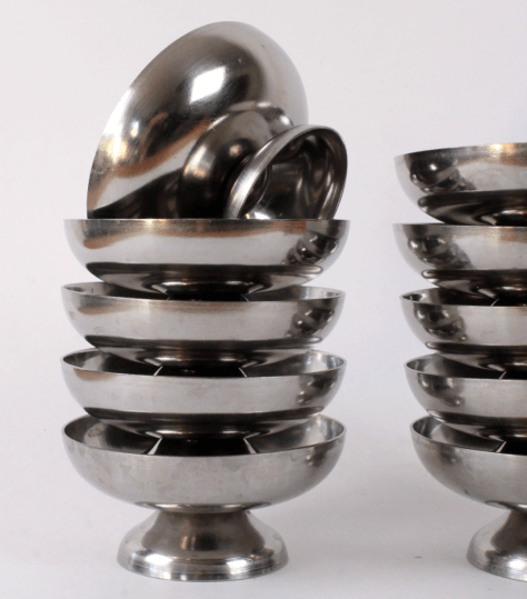 Coupes à glace en inox vintage