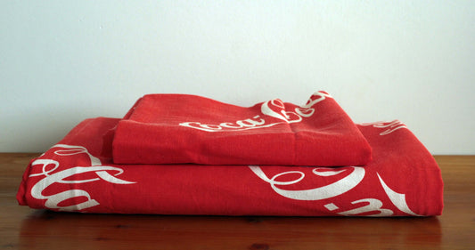 Vintage Drap et taie de traversin Coca-Cola