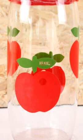 Bocal vintage Henkel pommes rouges
