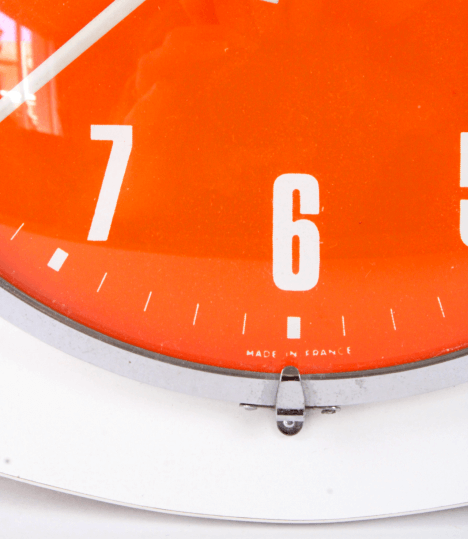 Horloge-Calendrier Vintage – Orange et Blanc (Années 70)