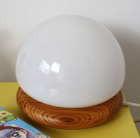 Lampes à poser modernistes en pin et opaline